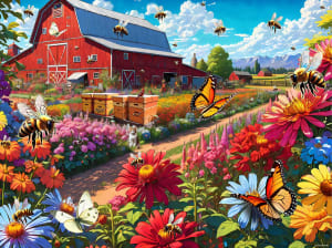 Honey Bee Farm Flower & Garden By SunsOut