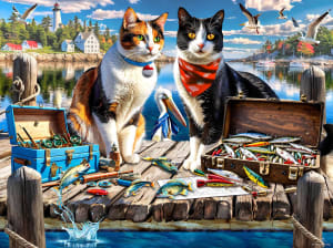 Wharf Cats Fishing By SunsOut