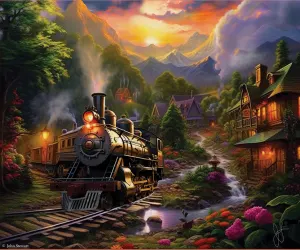 Village Train Sunrise & Sunset By SunsOut