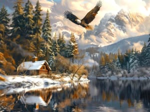 Winter Eagle Flight Lakes & Rivers By SunsOut