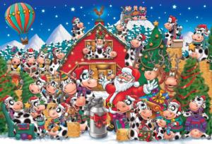Christmas Party Cows Christmas Children's Puzzles By Vermont Christmas Company