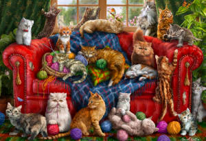 Couch Cats Around the House By Vermont Christmas Company