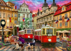 Prague Trolleys  Europe Jigsaw Puzzle By Vermont Christmas Company