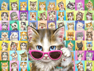 Cool Cats Jigsaw Puzzle - 550 PC Collage By Vermont Christmas Company