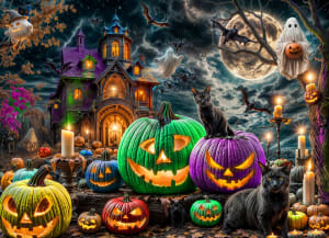 Spooky Night Jigsaw Puzzle Halloween By Vermont Christmas Company