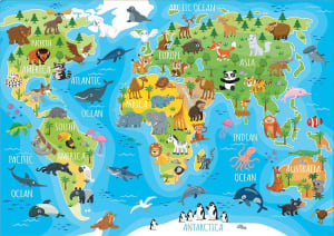 Animals World Map Maps & Geography By Educa