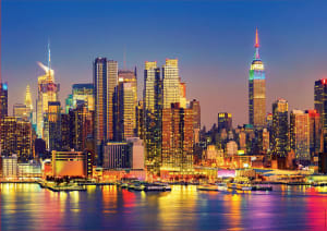 Manhattan At Night New York By Educa