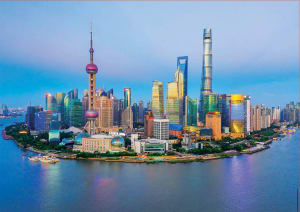 Shanghai Skyline At Sunset Asia By Educa