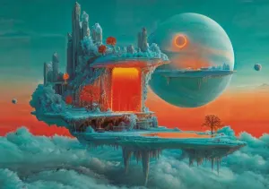 Planet Of Fire & Ice Surrealism By Educa