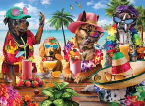 Dogs Drinking Smoothies On A Tropical Beach Beach & Ocean By Anatolian