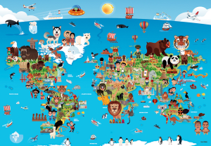 Cartoon World Map Maps & Geography By Anatolian
