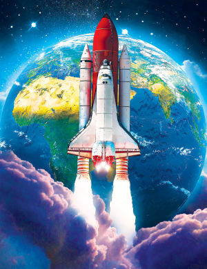 Space Shuttle Launch In Space Space By Kodak