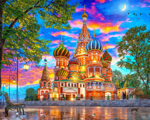 Sunset at St Basil's Russia By Springbok