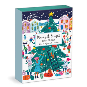Puzzle Calendar Louise Cunningham Merry and Bright Christmas By Galison
