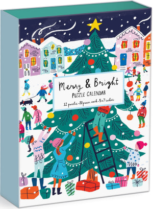 Louise Cunningham Merry and Bright 12 Days of Christmas Advent Puzzle Calendar Christmas By Galison