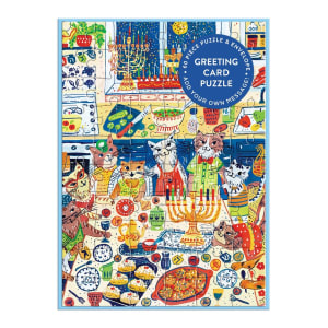 Greeting Card Puzzle - Happy Hanukcats Hanukkah By Galison