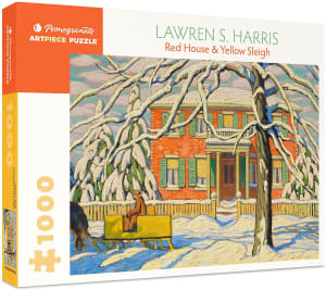 Red House and Yellow Sleigh Around the House By Pomegranate