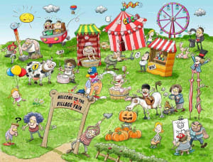 Chaos at the Village Fair Carnival & Circus By All Jigsaw Puzzles