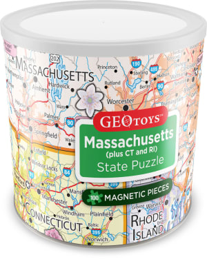 Massachusetts, Connecticut, Rhode Island - Magnetic Puzzle Maps & Geography By Geo Toys