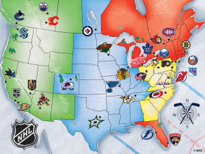 NHL League Hockey Map Maps & Geography By MasterPieces