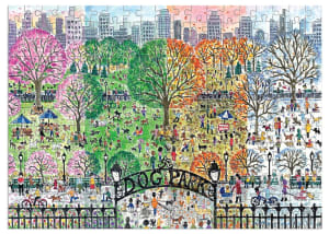 Dog Park in Four Seasons Wooden Puzzle Summer By Galison