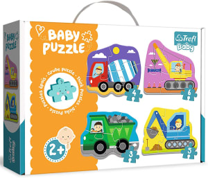 Vehicles on the Construction Site 4 in 1 Puzzle Children's Cartoon By Trefl