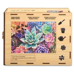 Wood Puzzle: Simple Succulent-Whimsy Pieces Flower & Garden