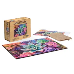 Wood Puzzle: Simple Succulent-Whimsy Pieces Flower & Garden