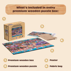 Wood Puzzle: Hawaiian Food Truck Festival - Whimsy Pieces Food and Drink