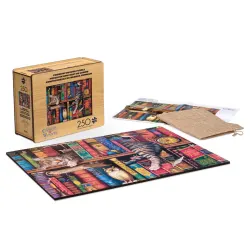 Wood Puzzle: Frederick the Literate-Whimsy Pieces Cats