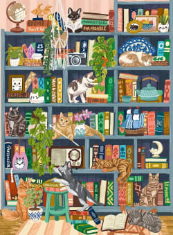 Cats at Home Library Cats