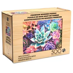 Wood Puzzle: Simple Succulent Flower & Garden
