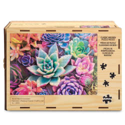 Wood Puzzle: Simple Succulent Flower & Garden