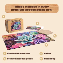 Wood Puzzle: Simple Succulent &ndash; Whimsy Pieces Flower & Garden