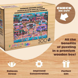 Wood Puzzle: Hawaiian Food Truck Festival - Whimsy Pieces Travel