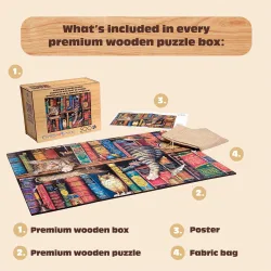 Wood Puzzle: Frederick the Literate&ndash; Whimsy Pieces Cats