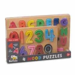 4 Pack Wood Tray Puzzles Vehicles