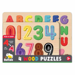 4 Pack Wood Tray Puzzles Vehicles