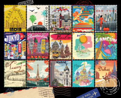 Stamps of the World  - Scratch and Dent Collage