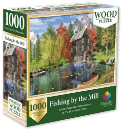 Fishing by the Mill - Wooden Puzzle in Compact Box Mountain