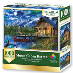 Moon Cabin Retreat Wooden Puzzle - Compact Box Mountain