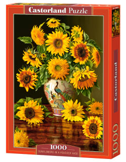 Sunflowers in a Peacock Vase Fine Art