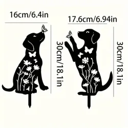 2pcs Metal Dog Silhouette Garden Stakes - Weatherproof Outdoor Decor for Dog Lovers