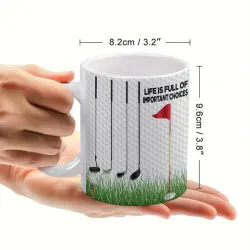 Golf-Themed Ceramic Mug - Double-Sided Coffee Cup - 11oz