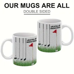 Golf-Themed Ceramic Mug - Double-Sided Coffee Cup - 11oz