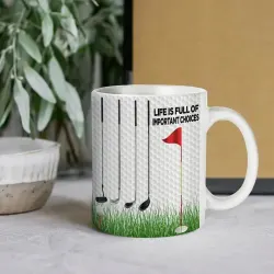 Golf-Themed Ceramic Mug - Double-Sided Coffee Cup - 11oz