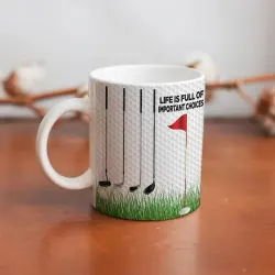 Golf-Themed Ceramic Mug - Double-Sided Coffee Cup - 11oz