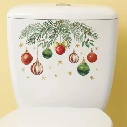Christmas Leaf Light Ball Toilet Sticker, Detachable