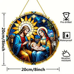8"x8" Round Nativity Scene Suncatcher