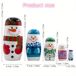 Wooden Nesting Dolls - Snowman Family